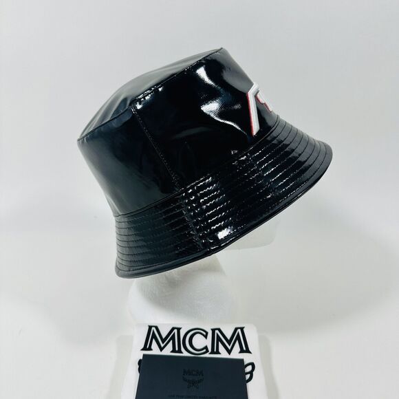 MCM Meta Cyberpunk Logo Embroidery Bucket Hat In Glossy Black NWT $350 - Picture 10 of 14